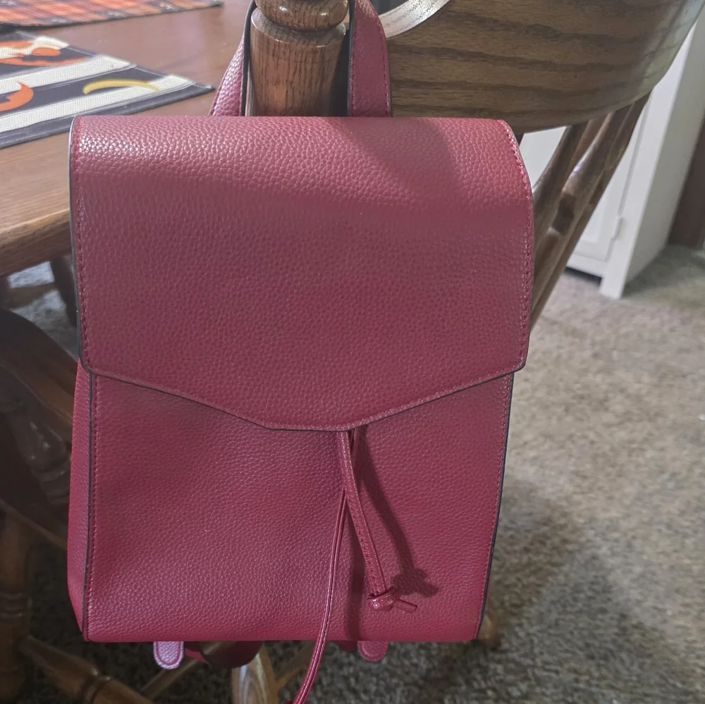 Faux Leather Backpack Red